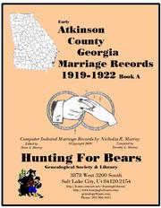 Cover of: Atkinson Co GA Marriages 1919-1922 by 