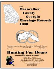 Cover of: Meriwether Co GA Marriages 1836 | 