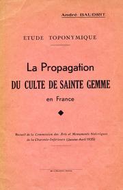 Cover of: LA PROPAGATION DU CULTE DE SAINTE-GEMME EN FRANCE by 