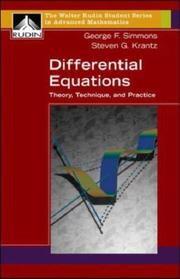 Cover of: Differential equations by Simmons, George Finlay