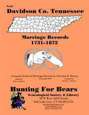 Cover of: Davidson Co TN Marriages 1731-1872 by 