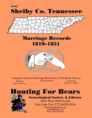 Cover of: Shelby Co TN Marriages 1819-1851 by 