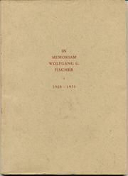Cover of: IN MEMORIAM WOLFGANG G. Fischer 1905 - 1973