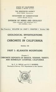 Cover of: Geological investigations of chromite in California