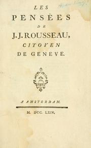 Cover of: Les pensées de J.J. Rousseau