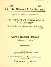Cover of: 1809-1911, Lincoln Memorial Anniversary by American Missionary Association