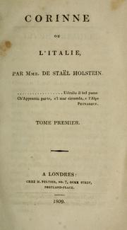 Cover of: Corinne, ou, L'Italie