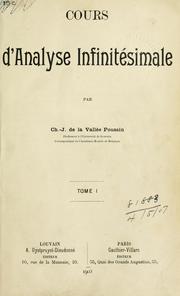 Cover of: Cours d'analyse infinitésimale.