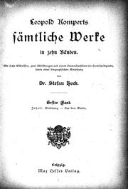 Cover of: Leopold Komperts Sämtliche Werke by Leopold Kompert