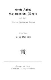 Cover of: Ernst Zahns Gesammelte Werke