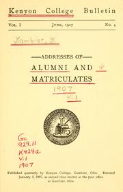 Cover of: Addresses of alumni and matriculates 1907 & 1914, 1920, 1924.