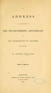 Cover of: An address in commemoration of the two-hundredth anniversary of the incorporation of Lancaster