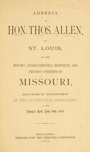 Cover of: Address of Hon. Thos. Allen | Allen, Thomas