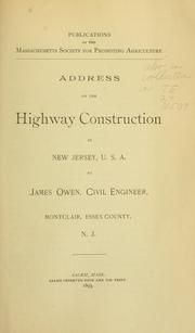 Cover of: Address on the highway construction in New Jersey, U.S.A.