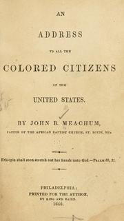 Cover of: address to all the colored citizens of the United States.