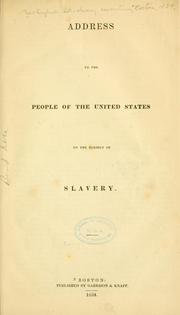 Cover of: Address to the people of the United States on the subject of slavery. by 