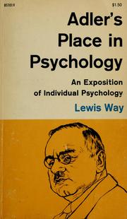 Cover of: Adler's place in psychology.