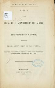 Cover of: Admission of California. by Robert Charles Winthrop