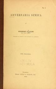 Cover of: Adversaria sinica by Herbert Allen Giles