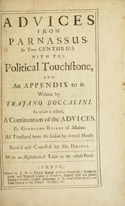 Cover of: Advices from Parnassus: in two centuries, with the Political touchstone, and an appendix to it.