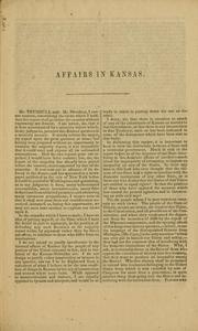 Cover of: Affairs in Kansas territory.: Speech of Hon. Lyman Trumbull, of Illinois, delivered in the Senate of the United States, March 14, 1856 ...