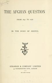 Cover of: The Afghan question from 1841 to 1878 by George Campbell