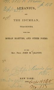 Cover of: Afranius, and The Idumean by Leavitt, John McDowell
