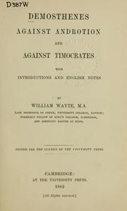 Cover of: Against Androtion: and Against Timocrates