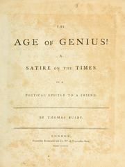 Cover of: The age of genius!: A satire on the times. In a poetical epistle to a friend.