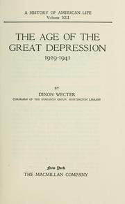Cover of: The age of the great depression, 1929-1941