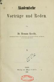 Cover of: Akademische Vorträge und Reden