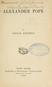 Cover of: Alexander Pope by Sir Leslie Stephen