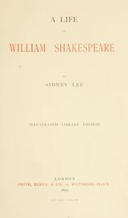Cover of: A life of William Shakespeare by Sir Sidney Lee