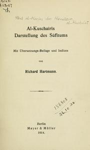 Cover of: Al- Kuschairis Darstellung des Sûfîtums by Hartmann, Richard