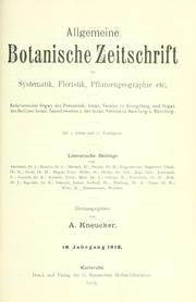 Cover of: Allgemeine botanische Zeitschrift für Systematik, Floristik, Pflanzengeographie etc. by 