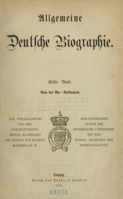 Cover of: Allgemeine deutsche biographie ...: Auf veranlassung ...