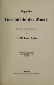 Cover of: Allgemeine Geschichte der Musik
