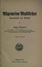 Cover of: Allgemeine Musiklehre: Handbuch der Musik