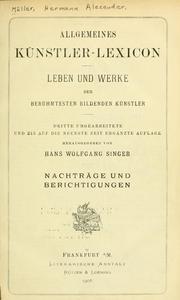 Cover of: Allgemeines Künstler-Lexicon. by Hermann Alexander Müller, Hermann Alexander Müller