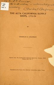 Cover of: The Alta California supply ships, 1773-76 by Charles Edward Chapman