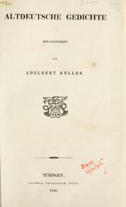 Cover of: Altdeutsche Gedichte.