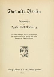 Cover of: Das alte Berlin: Errinnerungen