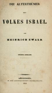 Cover of: Die Alterthümer des Volkes Israel by Heinrich Ewald
