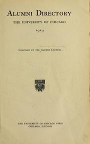 Cover of: Alumni directory: the University of Chicago, 1919