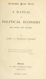 Cover of: A manual of political economy for schools and colleges