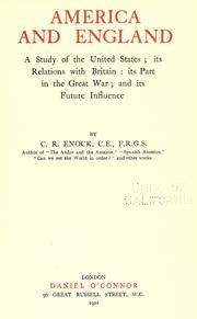 Cover of: America and England by Enock, C. Reginald
