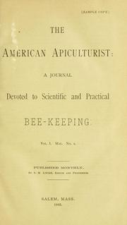 Cover of: The American apiculturist: a journal devoted to scientific and practical beekeeping.