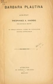 Cover of: Barbara Plautina. by Theophanes A. Kakridis