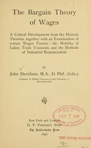 Cover of: The bargain theory of wages ... by John Davidson