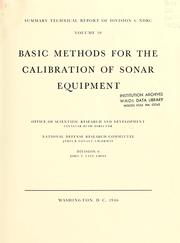 Cover of: Basic methods for the calibration of sonar equipment.